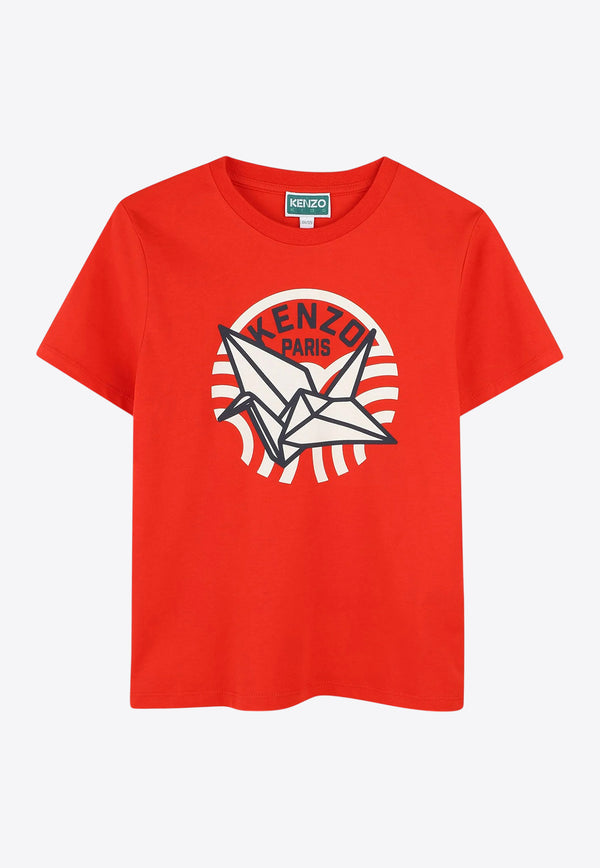 Kenzo Kids Boys Origami Print Logo T-shirt K61164/997_RED