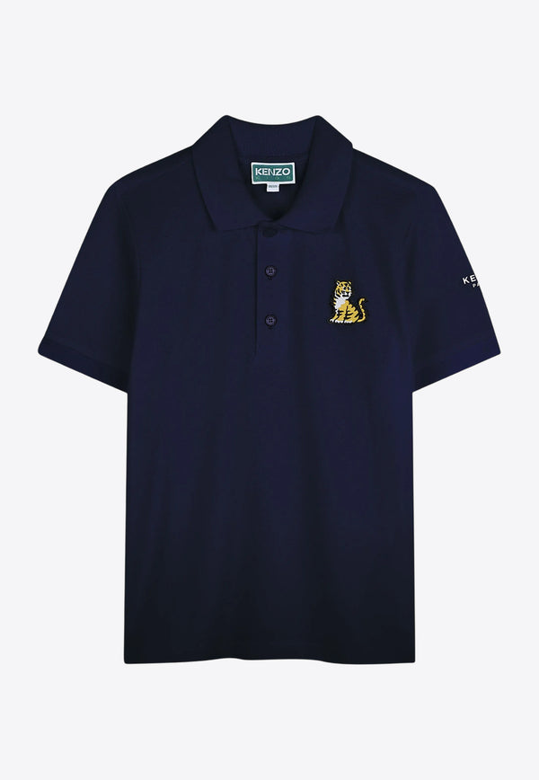 Kenzo Kids Boys Tiger Patch Polo T-shirt K61168/848_NAVY