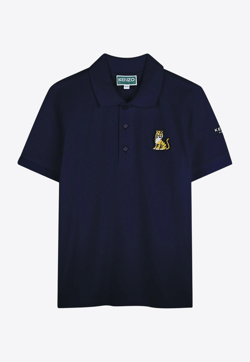 Kenzo Kids Boys Tiger Patch Polo T-shirt K61168/848_NAVY