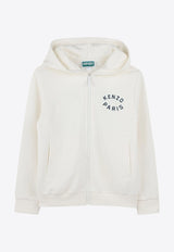 Kenzo Kids Boys Logo Embroidered Zip-Up Hoodie K61176/117_OFF-WHITE