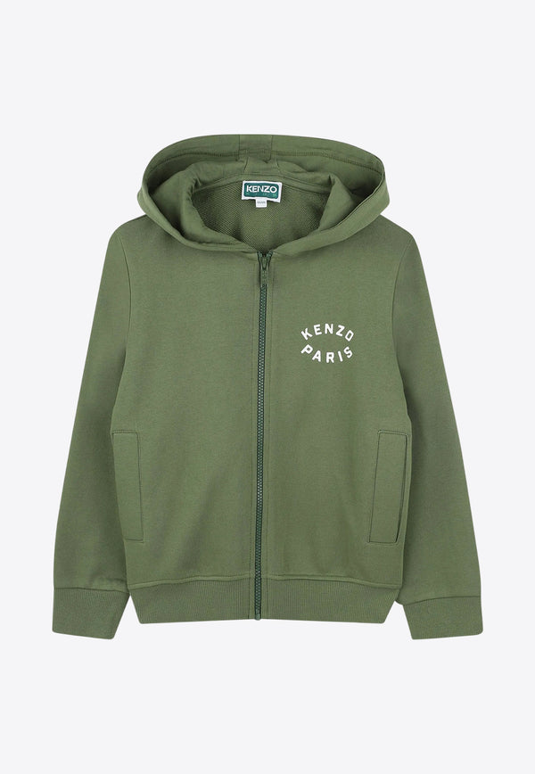 Kenzo Kids Boys Lucky Tiger Zip-Up Hoodie K61190/64S_GREEN