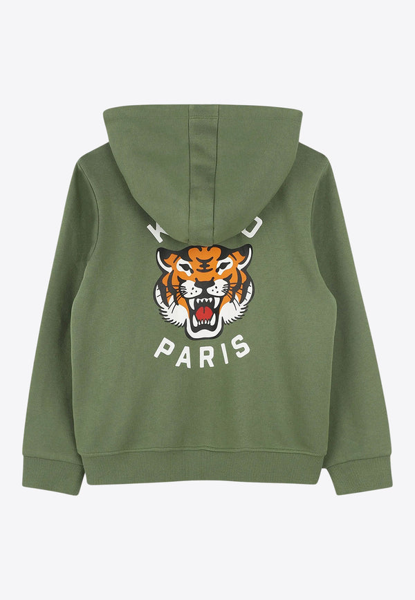 Kenzo Kids Boys Lucky Tiger Zip-Up Hoodie K61190/64S_GREEN
