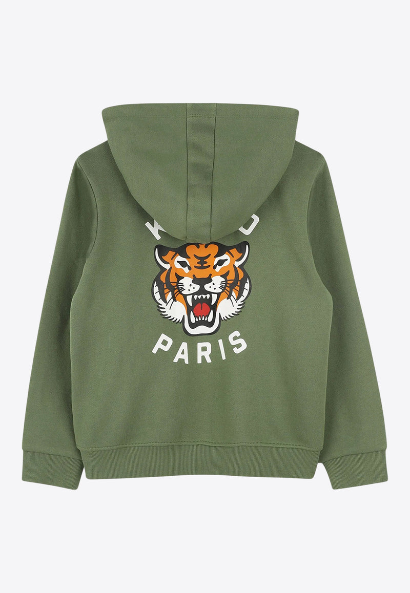Kenzo Kids Boys Lucky Tiger Zip-Up Hoodie K61190/64S_GREEN