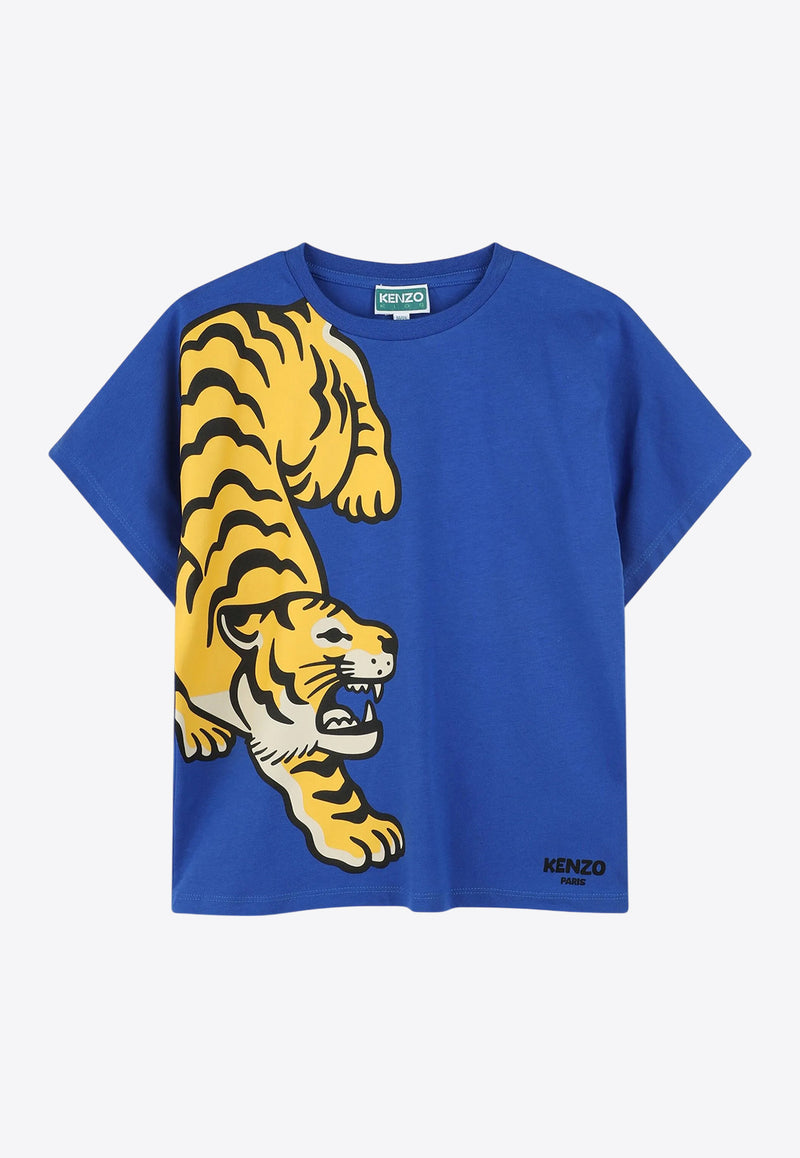 Kenzo Kids Boys Tiger Print T-shirt K61193/829_BLUE MULTI