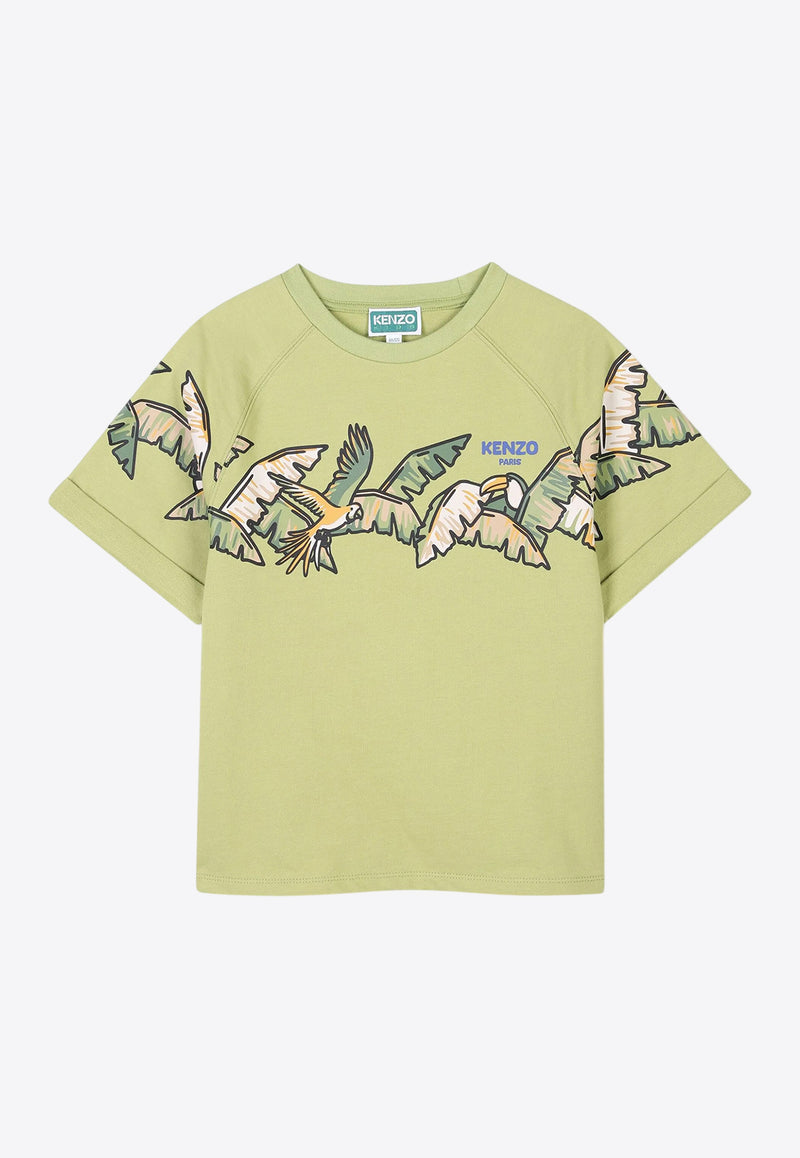 Kenzo Kids Boys Graphic Print T-shirt K61194/64R_LIGHT GREE