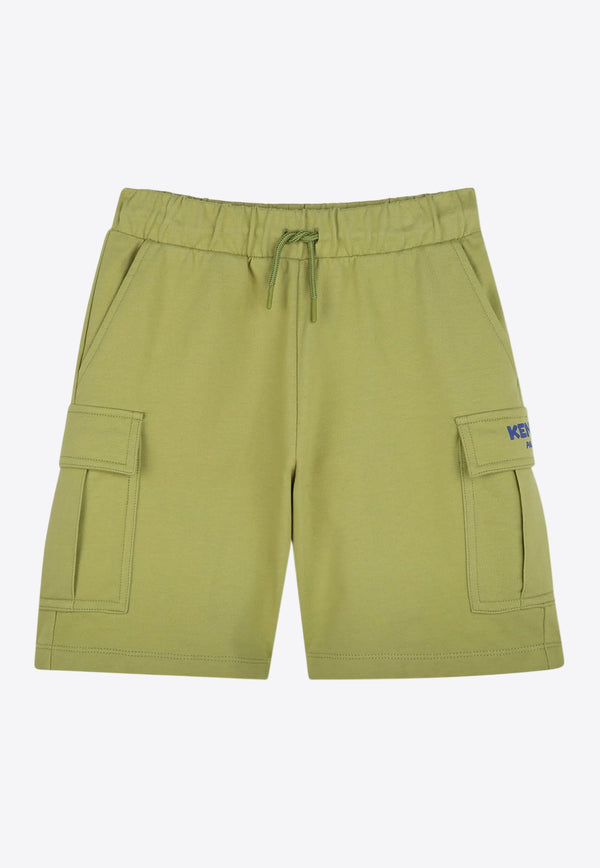 Kenzo Kids Boys Logo Print Cargo Shorts K61200/64R_LIGHT GREE
