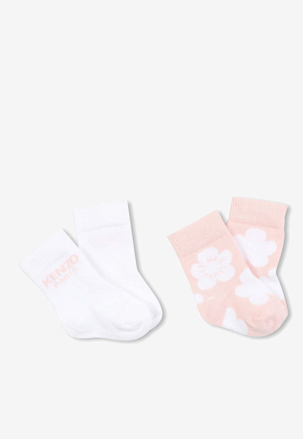 Kenzo Kids Baby Girls Logo Socks - Set of 2 Pink K61209/46T_PINK