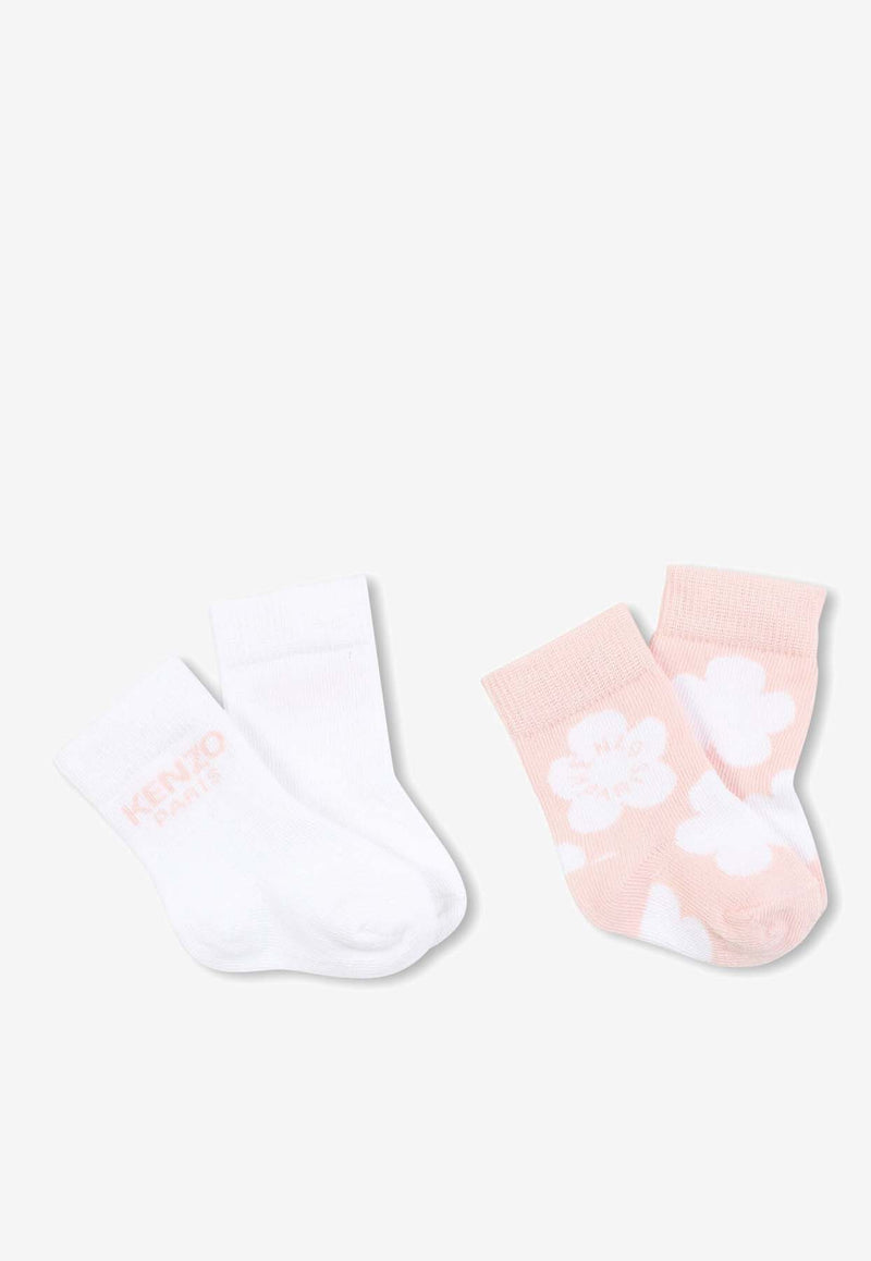 Kenzo Kids Baby Girls Logo Socks - Set of 2 Pink K61209/46T_PINK