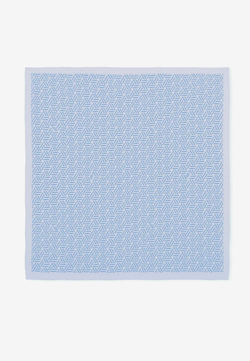 Kenzo Kids Baby Boys Monogram Knitted Blanket Blue K61211/771_LIGHT BLUE