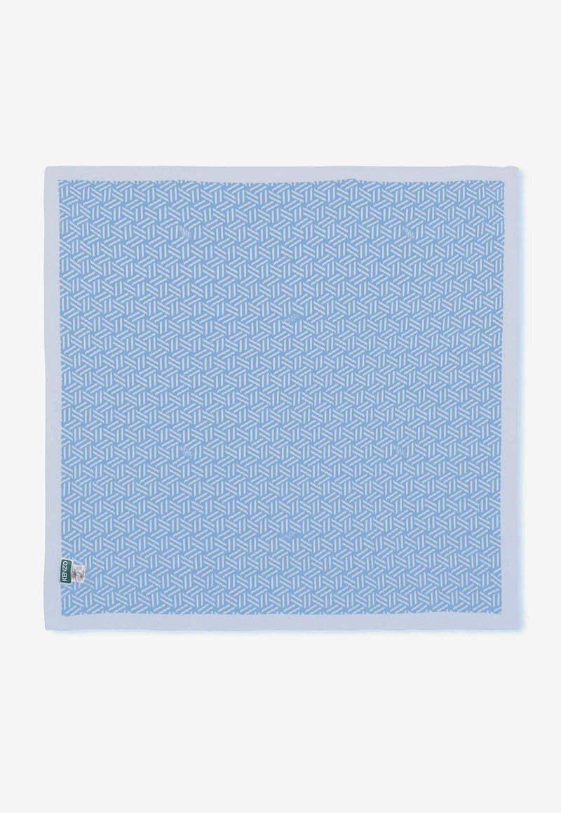 Kenzo Kids Baby Boys Monogram Knitted Blanket Blue K61211/771_LIGHT BLUE