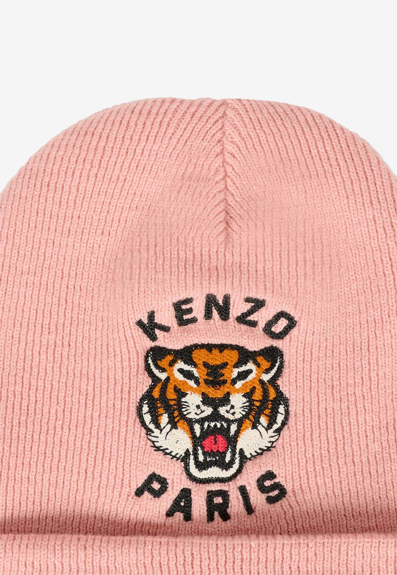 Kenzo Kids Girls Lucky Tiger Ribbed Beanie Pink K61216/47H_PINK