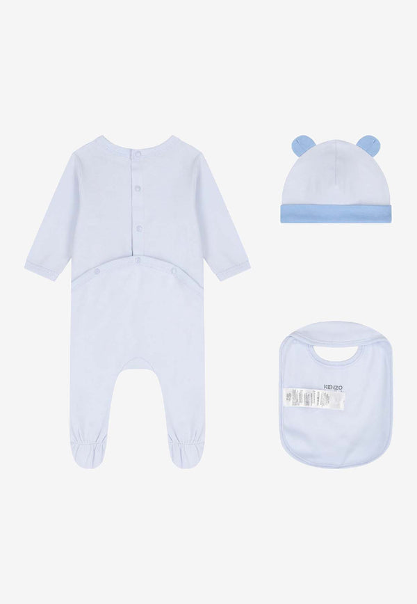 Kenzo Kids Baby Boys Elephant Print Babygrow Gift Set - Set of 3 Light Blue K61249/771_LIGHT BLUE