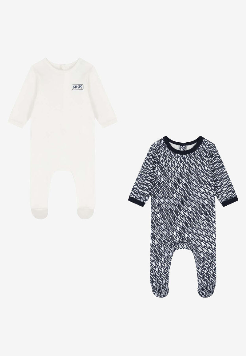 Kenzo Kids Baby Boys Logo Onesies Gift Set - Set of 2 Multicolor K61256/117_OFF-WHITE