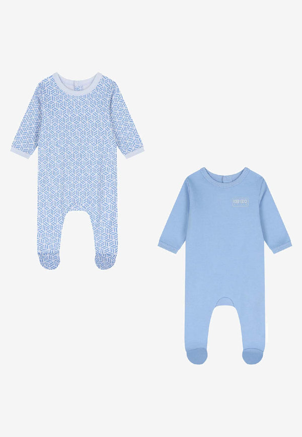 Kenzo Kids Baby Boys Monogram Print Onesies Gift Set - Set of 2 Light Blue K61256/77A_LIGHT BLUE
