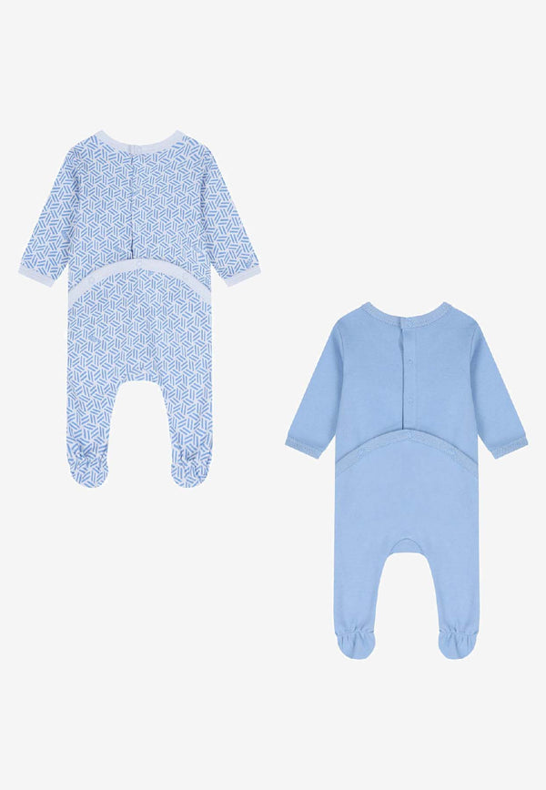 Kenzo Kids Baby Boys Monogram Print Onesies Gift Set - Set of 2 Light Blue K61256/77A_LIGHT BLUE