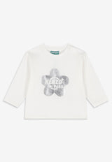 Kenzo Kids Baby Girls Metallic Logo Print Top Off-white K61276/117_OFF-WHITE