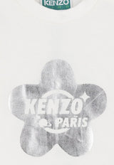 Kenzo Kids Baby Girls Metallic Logo Print Top Off-white K61276/117_OFF-WHITE