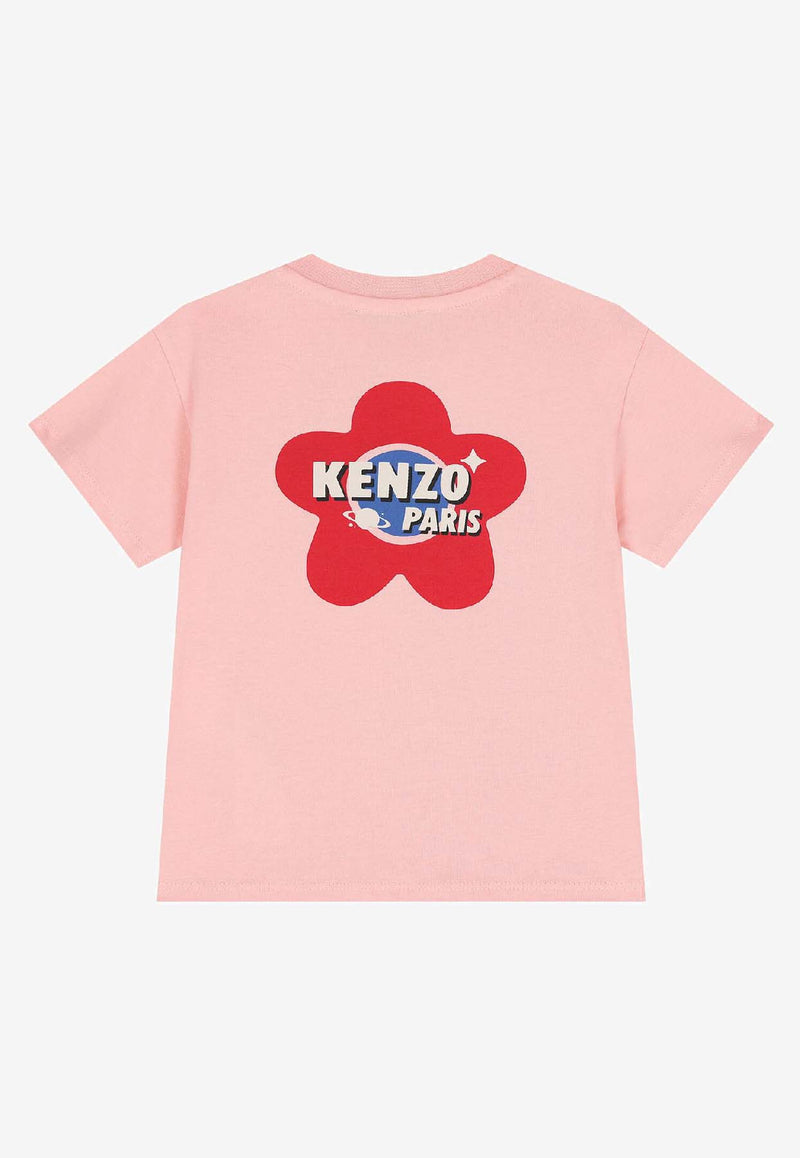Kenzo Kids Baby Girls Logo Print T-shirt Pink K61278/47H_PINK