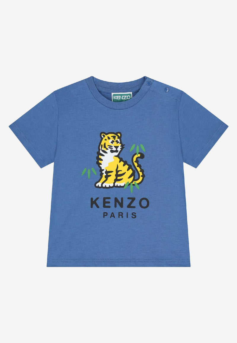 Kenzo Kids Baby Boys Tiger Print T-shirt Blue K61300/780_LIGHT BLUE