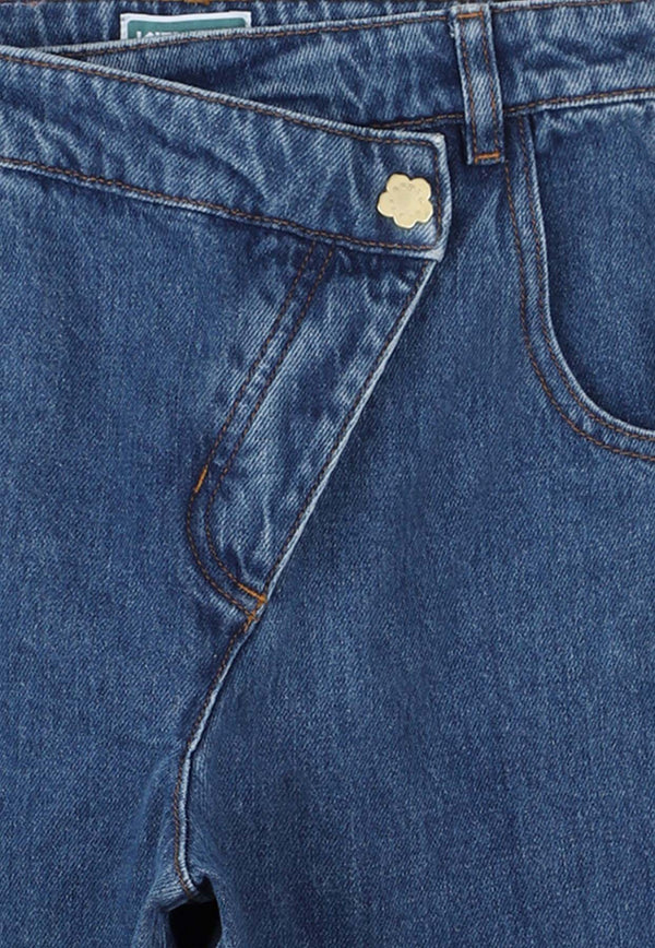 Kenzo Kids Girls Asymmetrical Jeans Blue K61325/Z27_DENIM