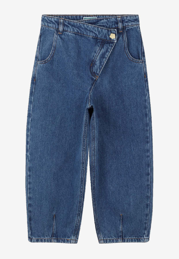 Kenzo Kids Girls Asymmetrical Jeans Blue K61325/Z27_DENIM