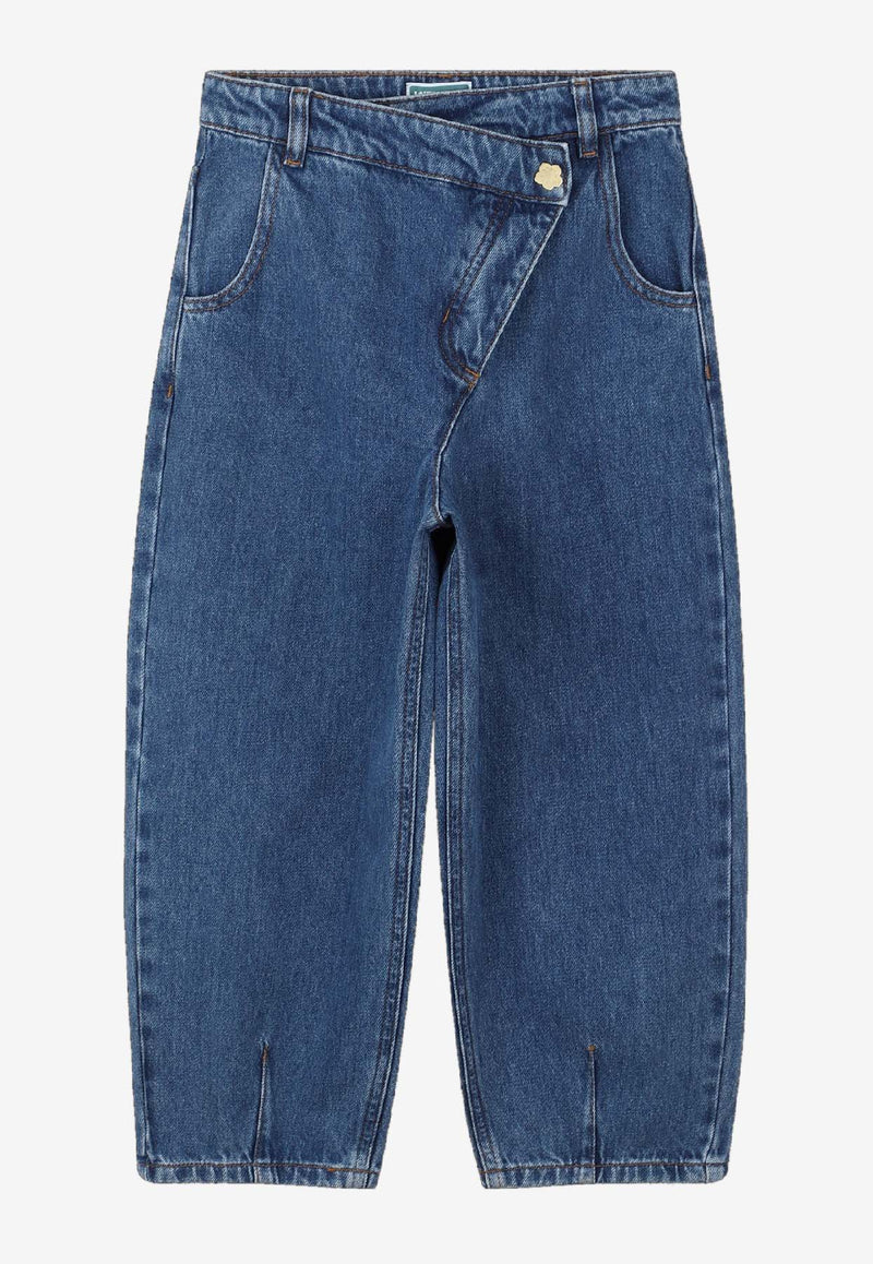 Kenzo Kids Girls Asymmetrical Jeans Blue K61325/Z27_DENIM