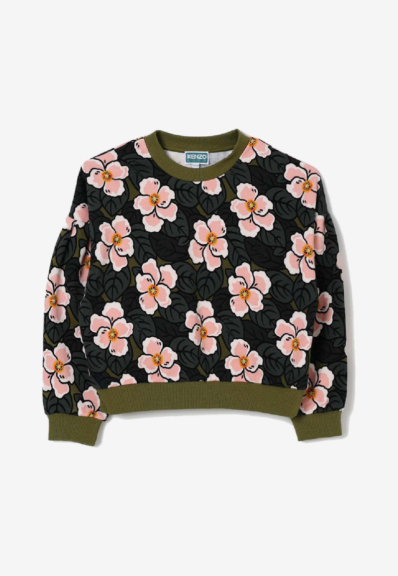 Kenzo Kids Girls Floral Print Sweatshirt Multicolor K61342/46M_PINK