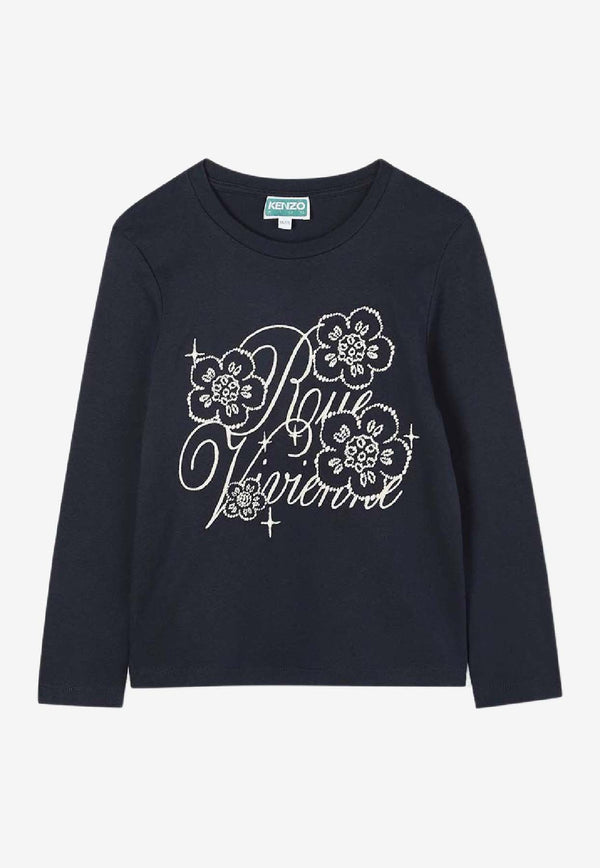 Kenzo Kids Girls Printed Long-Sleeved T-shirt Navy K61368/845_NAVY