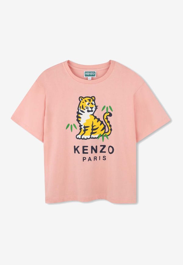 Kenzo Kids Girls Tiger Print T-shirt Pink K61379/47H_PINK
