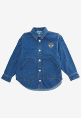 Kenzo Kids Boys Happy Tiger Patch Denim Shirt Blue K61398/Z27_DENIM