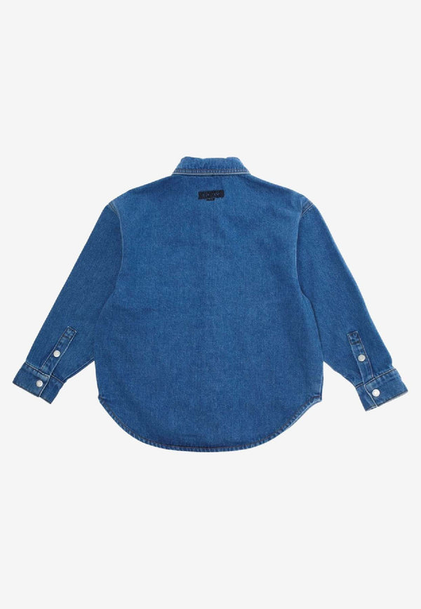 Kenzo Kids Boys Happy Tiger Patch Denim Shirt Blue K61398/Z27_DENIM