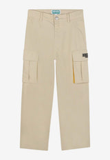 Kenzo Kids Boys Logo Patch Cargo Pants Beige K61403/249_STONE