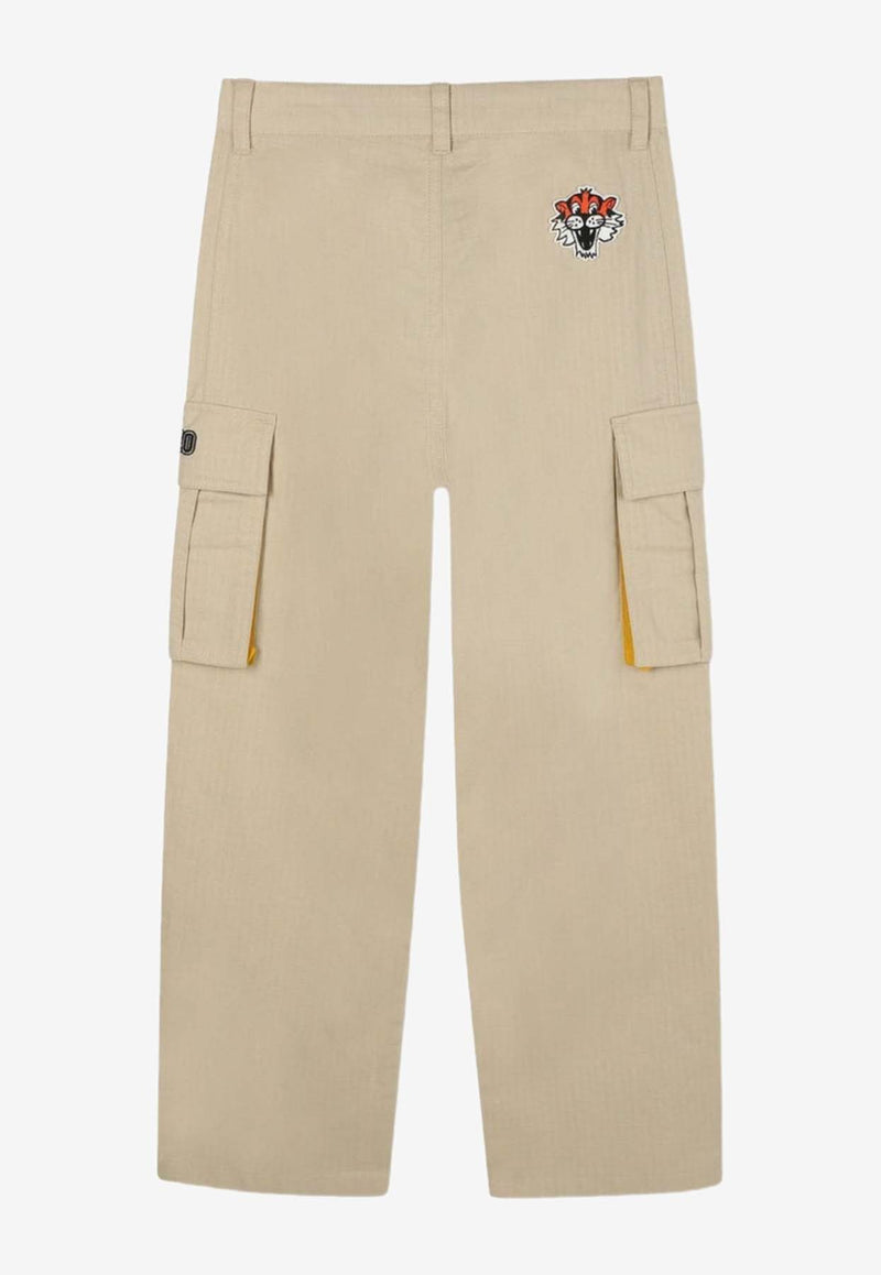 Kenzo Kids Boys Logo Patch Cargo Pants Beige K61403/249_STONE