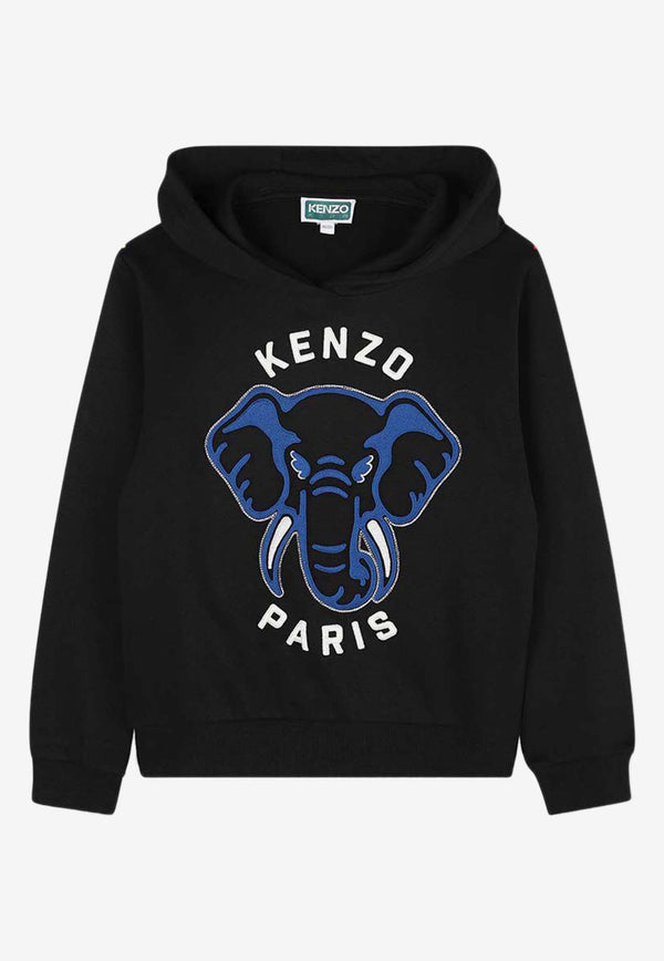 Kenzo Kids Boys Elephant Print Hooded Sweatshirt Blue K61437/095_BLUE