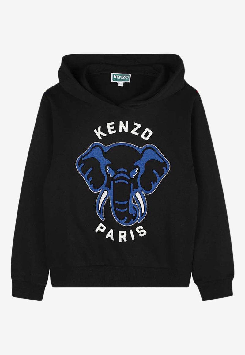 Kenzo Kids Boys Elephant Print Hooded Sweatshirt Blue K61437/095_BLUE