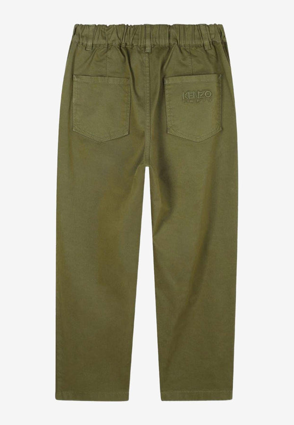 Kenzo Kids Boys Logo Embroidered Chino Pants Green K61439/64T_GREEN