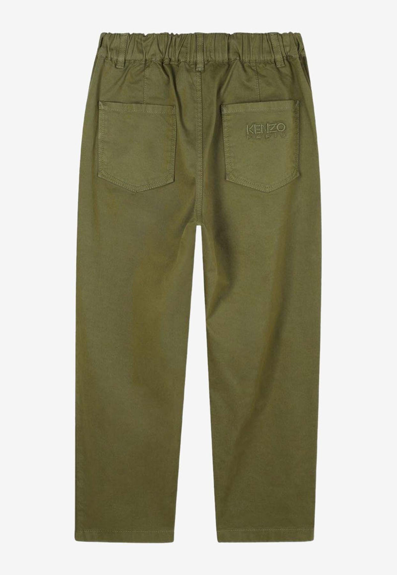 Kenzo Kids Boys Logo Embroidered Chino Pants Green K61439/64T_GREEN