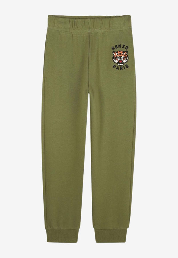 Kenzo Kids Boys Logo Embroidered Chino Pants Green K61439/64T_GREEN