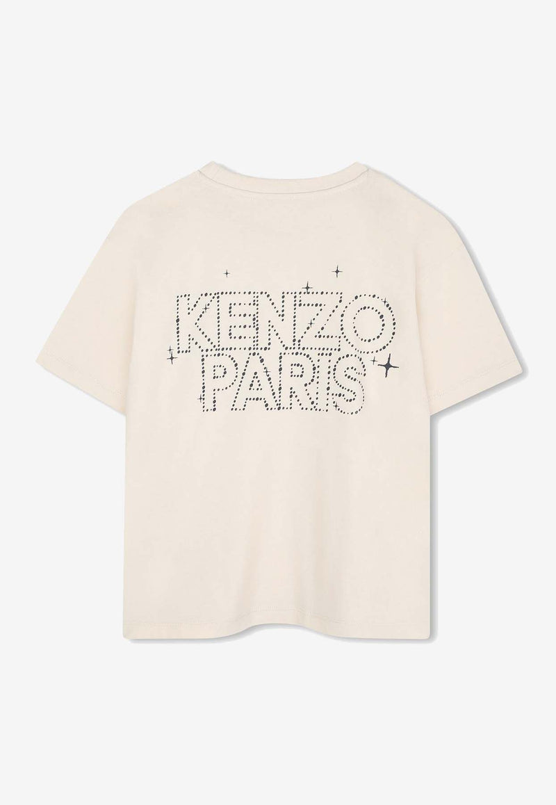 Kenzo Kids Boys Printed Crewneck T-shirt Beige K61445/21G_SAND