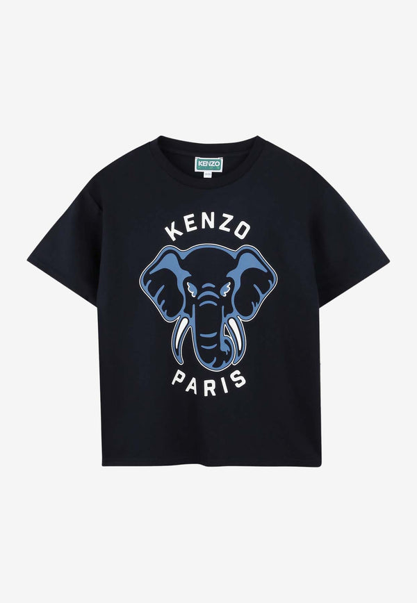 Kenzo Kids Boys Elephant Print T-shirt Navy K61446/845_NAVY