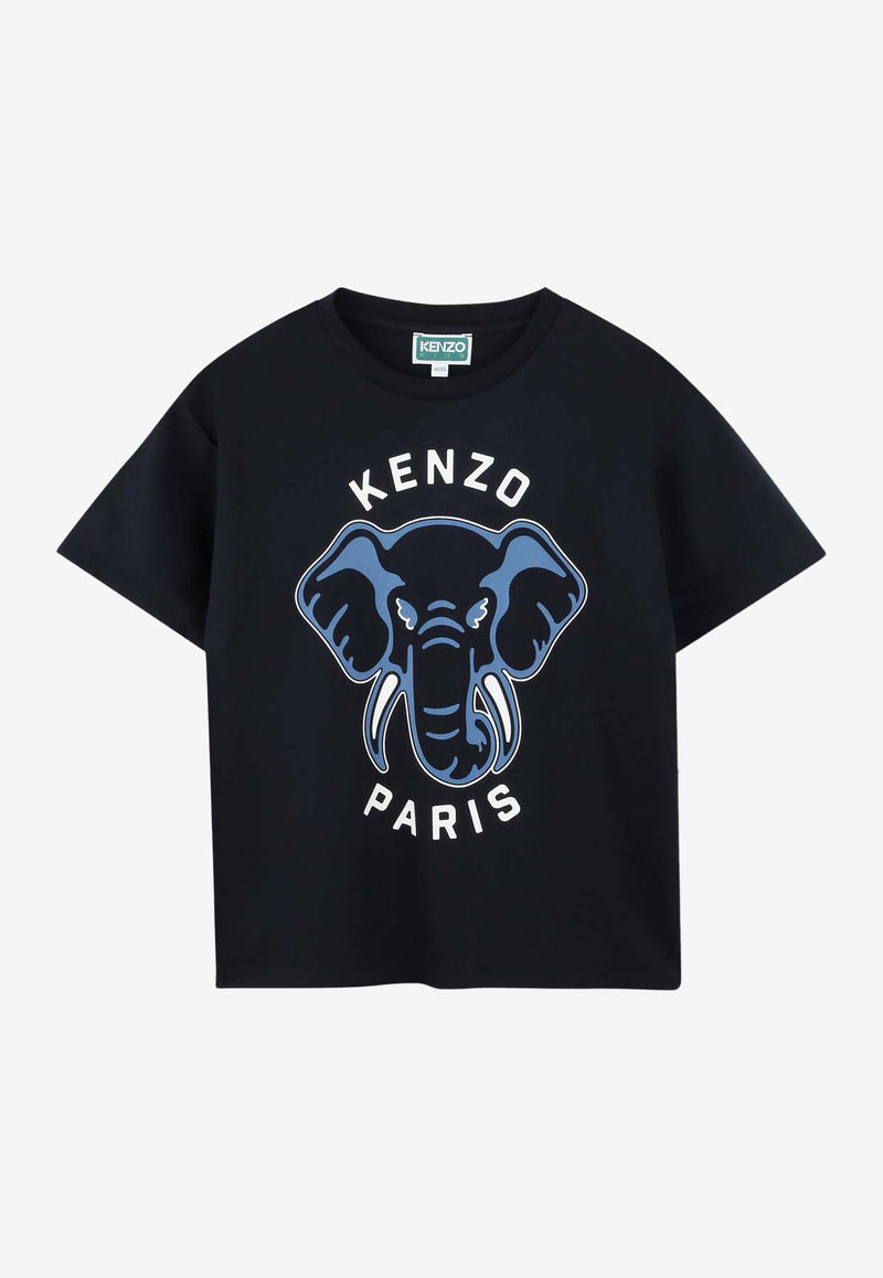 Kenzo Kids Boys Elephant Print T-shirt Navy K61446/845_NAVY