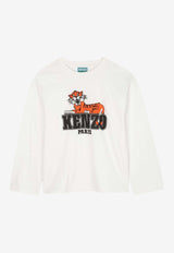 Kenzo Kids Boys Happy Tiger Print T-shirt Off-white K61448/117_OFF-WHITE