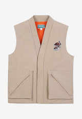 Kenzo Kids Boys Embroidered Tiger Vest Beige K61458/249_STONE