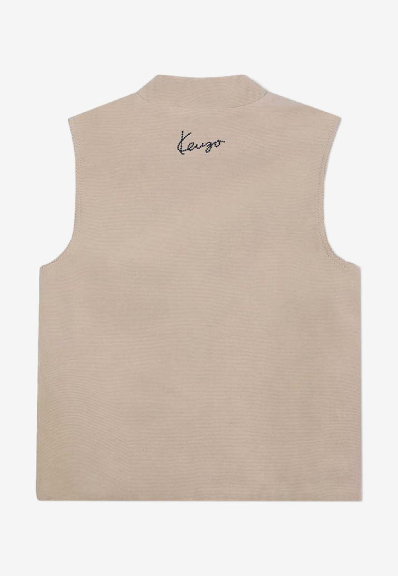 Kenzo Kids Boys Embroidered Tiger Vest Beige K61458/249_STONE