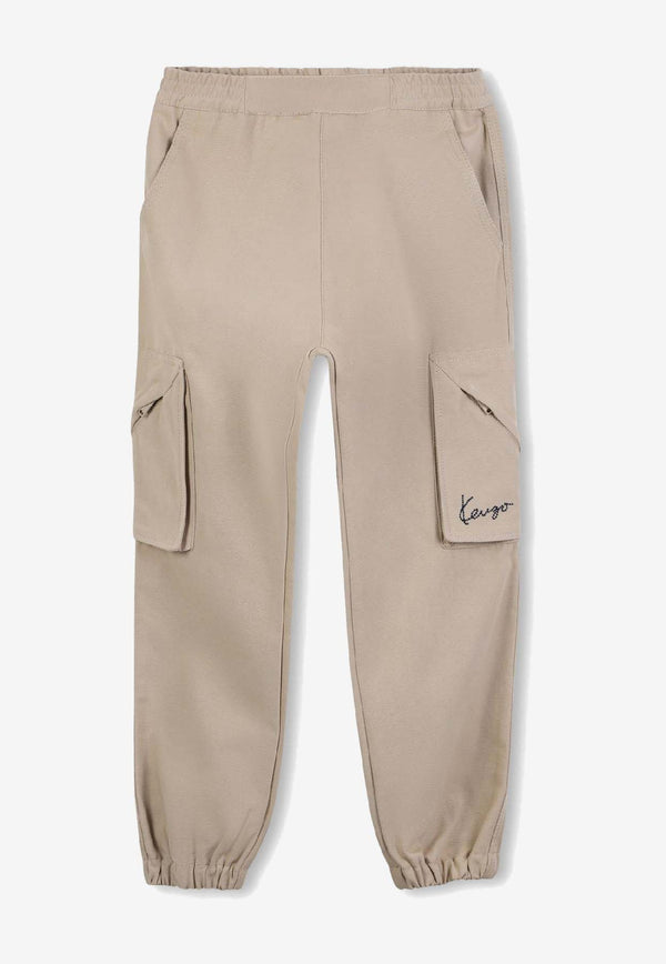 Kenzo Kids Boys Logo Cargo Pants Beige K61481/249_STONE