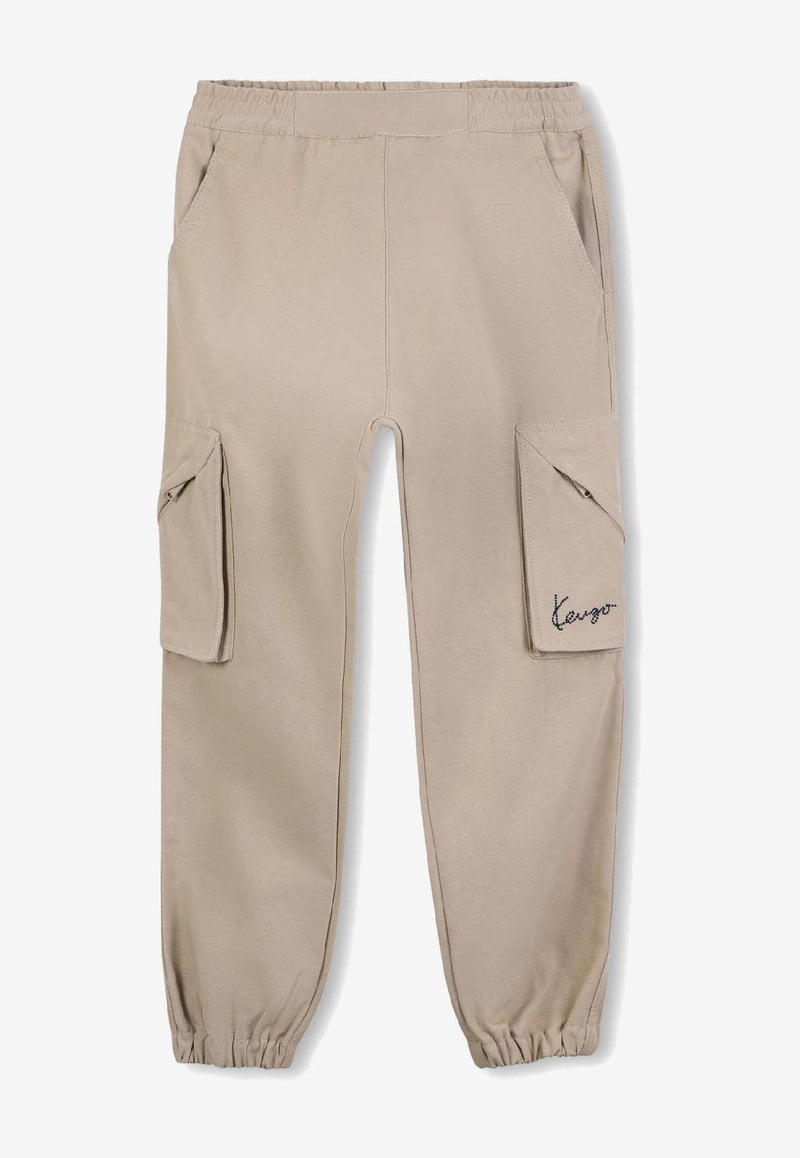 Kenzo Kids Boys Logo Cargo Pants Beige K61481/249_STONE