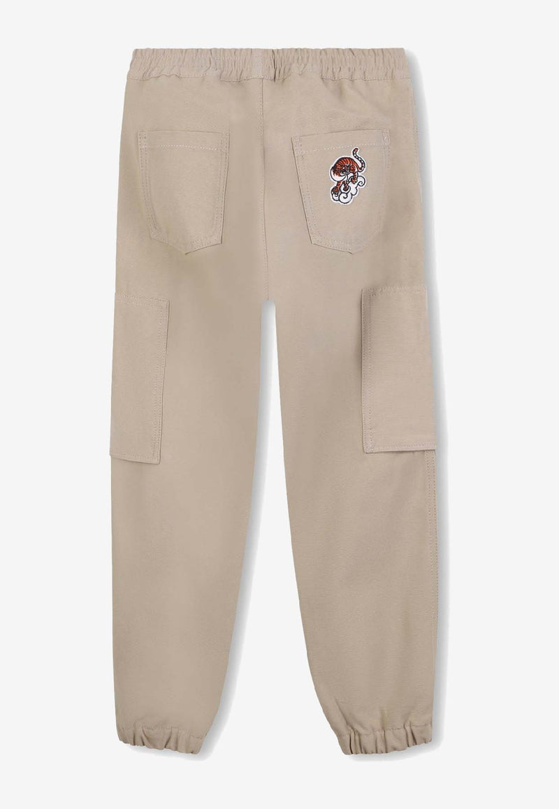 Kenzo Kids Boys Logo Cargo Pants Beige K61481/249_STONE
