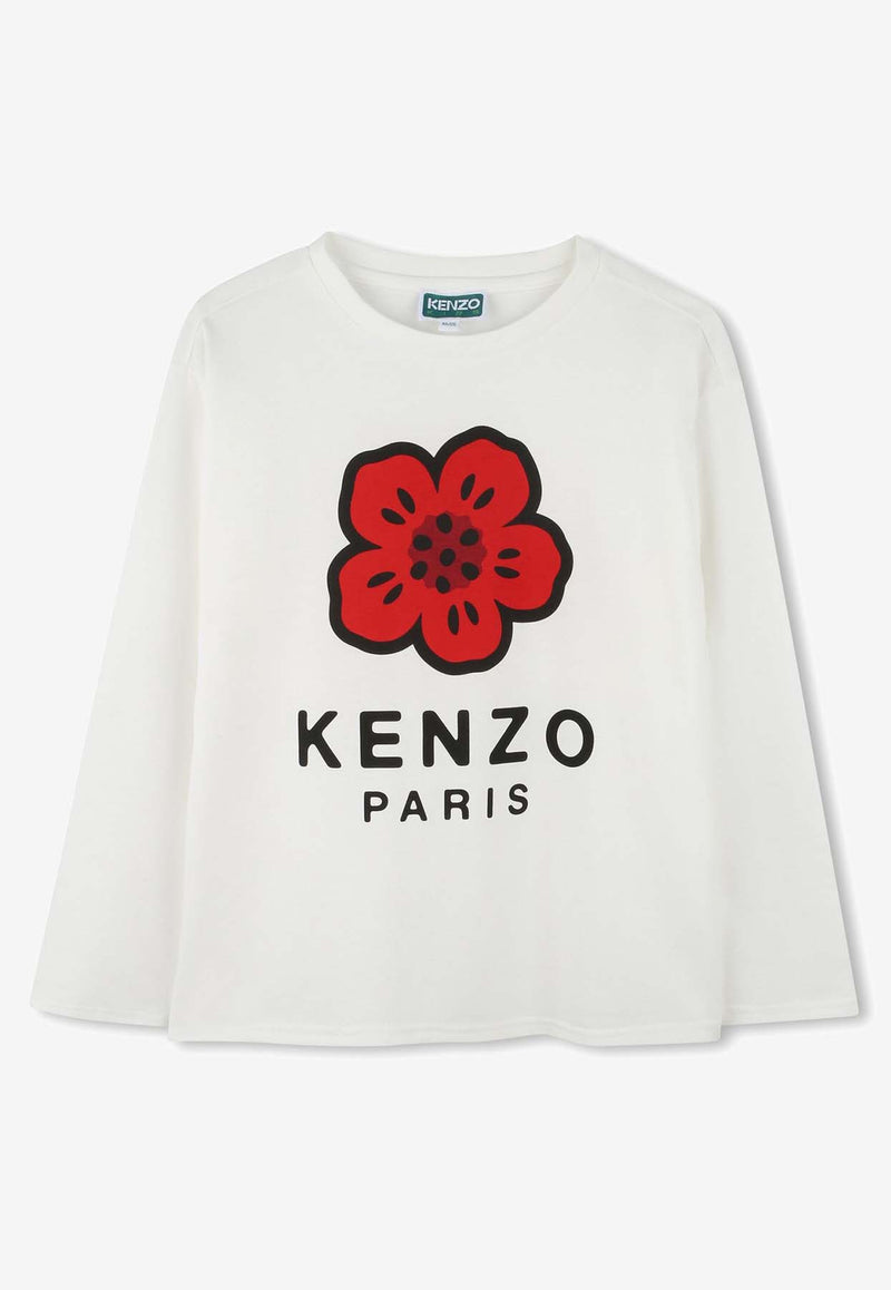 Kenzo Kids Boys Boke Flower Print Long-Sleeved T-shirt Off-white K61482/117_OFF-WHITE