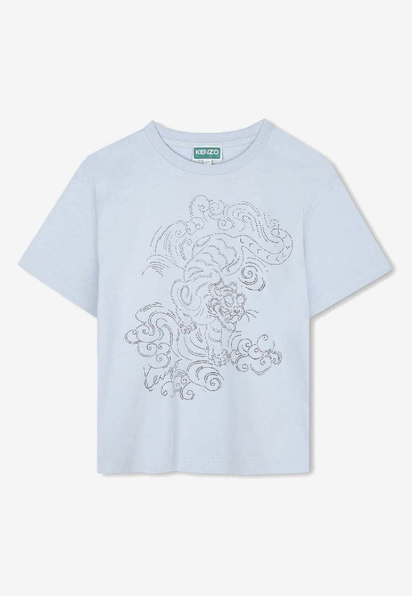 Kenzo Kids Boys Tiger Print T-shirt Light Blue K61497/77D_LIGHT BLUE