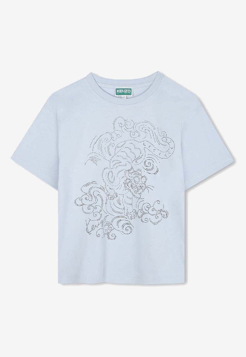 Kenzo Kids Boys Tiger Print T-shirt Light Blue K61497/77D_LIGHT BLUE